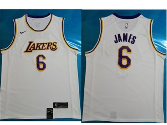 2020 Men's Los Angeles Lakers #6 LeBron James White Nike NBA Association Edition Authentic Jersey