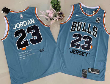 2020 Bulls 23 Michael Jordan Blue Commemorative Edition Basketball Jersey