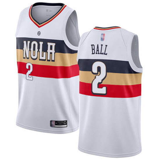 2020 Pelicans #2 Lonzo Ball White Basketball Swingman Earned Edition Jersey