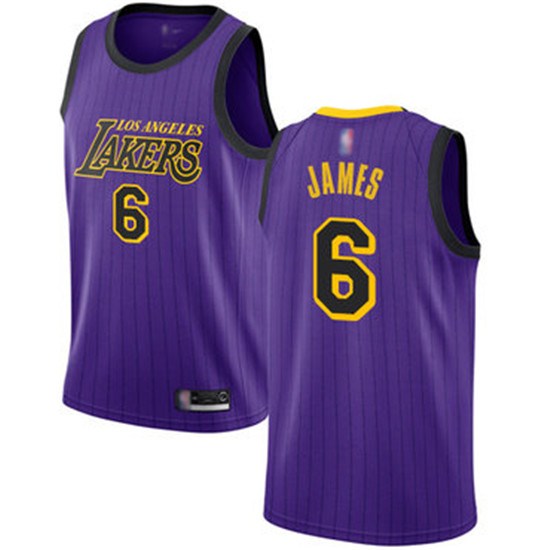 2020 Lakers #6 LeBron James Purple Basketball Swingman City Edition 2018-19 Jersey - Click Image to Close