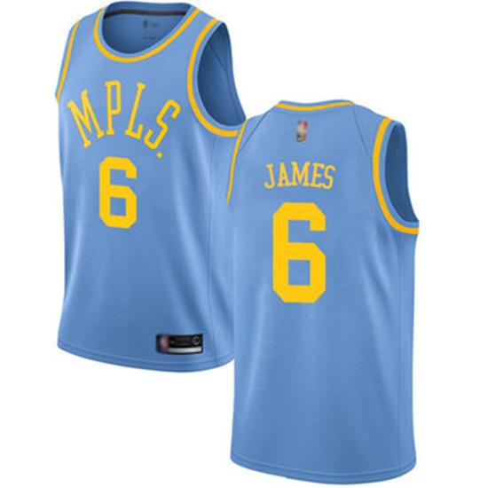 2020 Lakers #6 LeBron James Royal Blue Basketball Swingman Hardwood Classics Jersey