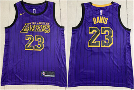 2020 Lakers 23 Anthony Davis Purple City Edition Nike Swingman Jersey