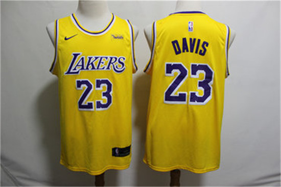 2020 Lakers 23 Anthony Davis Yellow Nike Swingman Jersey