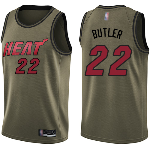 2020 Heat #22 Jimmy Butler Green Basketball Swingman Salute to Service Jersey