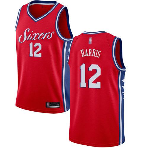 2020 76ers #12 Tobias Harris Red Basketball Swingman Statement Edition Jersey - Click Image to Close