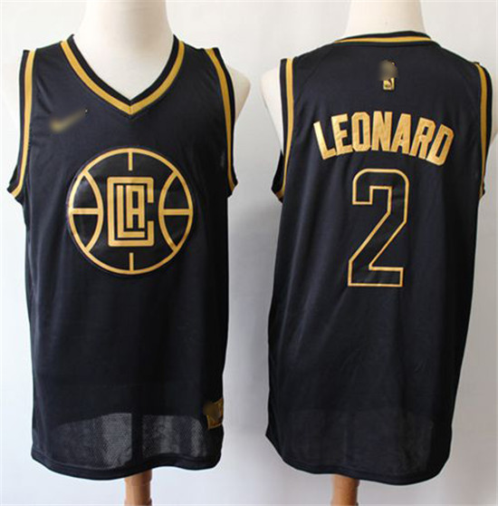 2020 Nike Clippers #2 Kawhi Leonard Black Gold NBA Swingman Limited Edition Jersey