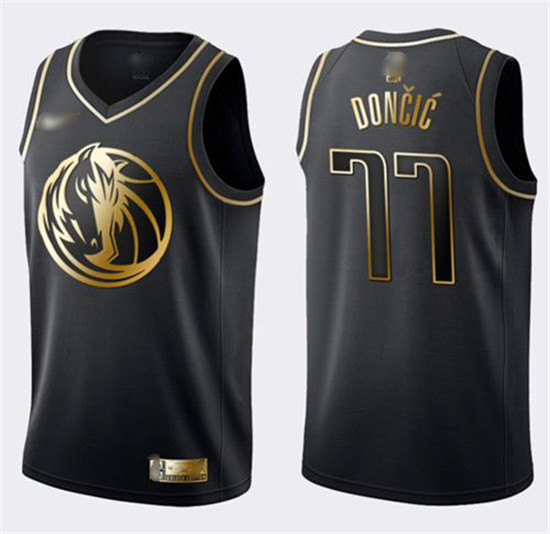 2020 Nike Mavericks #77 Luka Doncic Black Gold NBA Swingman Limited Edition Jersey