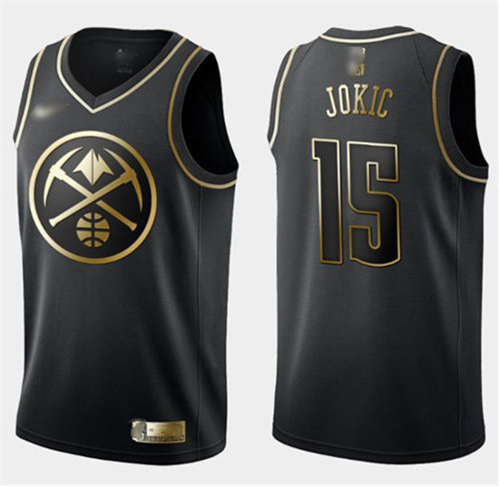 2020 Nike Nuggets #15 Nikola Jokic Black Gold NBA Swingman Limited Edition Jersey