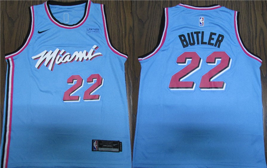 2020 Nike Heat #22 Jimmy Butler 2019-20 Men's Blue Miami City Edition NBA Jersey