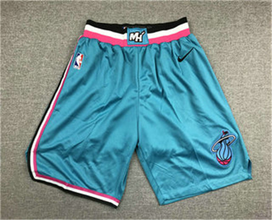 2020 Men's Miami Heat Light Blue 2019 Nike Swingman Stitched NBA Shorts