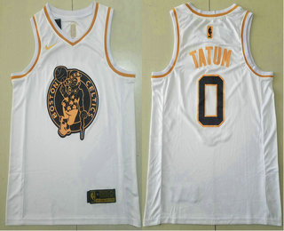 2020 Men's Boston Celtics #0 Jayson Tatum White Golden Nike Swingman Stitched NBA Jersey - Click Image to Close