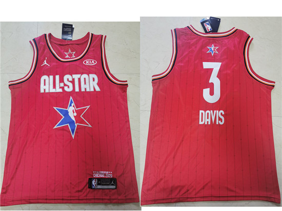 2020 Men's Los Angeles Lakers #3 Anthony Davis Red Jordan Brand All-Star Game Swingman Stitched NBA
