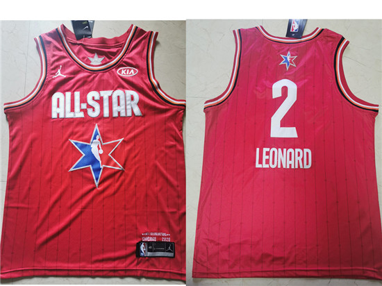 2020 Men's Los Angeles Clippers #2 Kawhi Leonard Red Jordan Brand All-Star Game Swingman Stitched NB - Click Image to Close