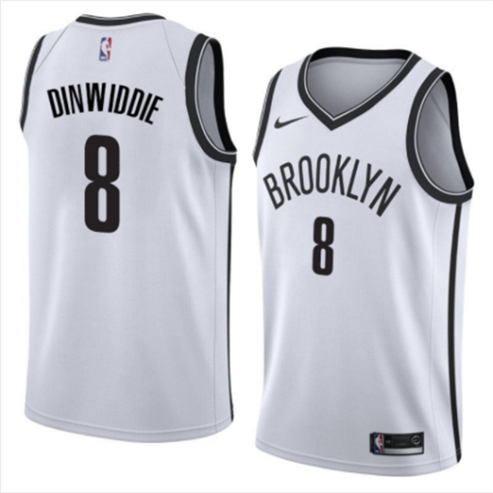 2020 Men's Brooklyn Nets #8 Spencer Dinwiddie Swingman White Icon Edition Nike Jersey