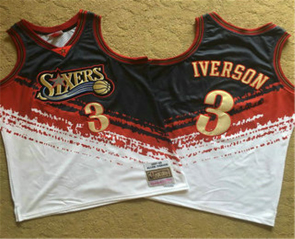 2020 Philadelphia 76ers #3 Allen Iverson White With Black Independence Day 1997-98 Hardwood Classics