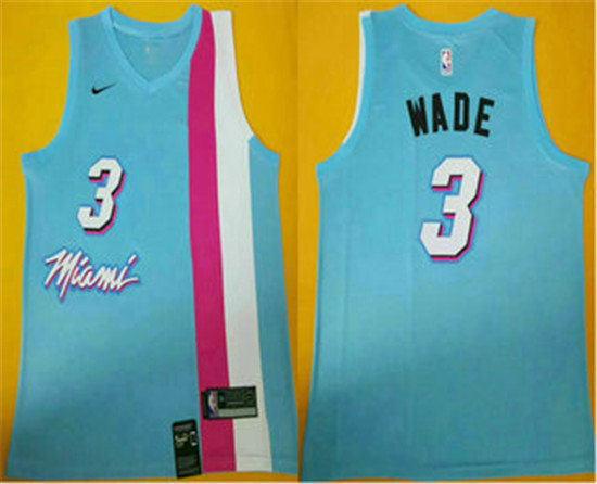 2020 Men's Miami Heat #3 Dwyane Wade NEW Light Blue Nike Swingman Stitched NBA Jersey