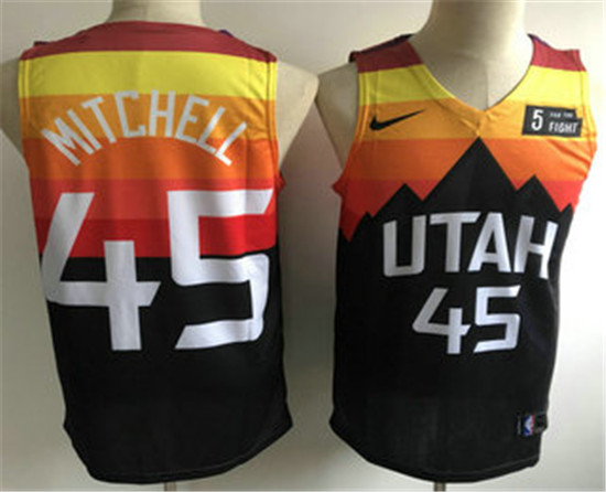 2020 Men's Utah Jazz #45 Donovan Mitchell Mountain Black Nike Swingman 5 For The Fight Stitched NBA