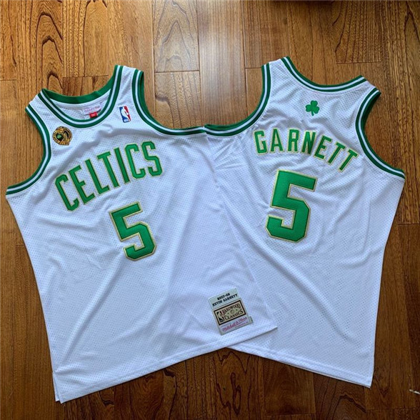 2020 Boston Celtics #5 Kevin Garnett White 2008 NBA 17th Champions Patch 2007-08 Hardwood Classics S - Click Image to Close