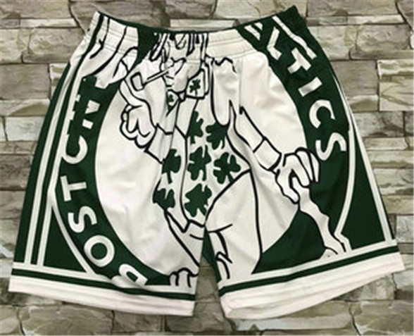 2020 Boston Celtics Green Big Face Mitchell Ness Hardwood Classics Soul Swingman Throwback Shorts