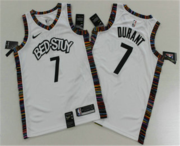 2020 Brooklyn Nets #7 Kevin Durant NEW White City Edition Swingman Printed NBA Jersey - Click Image to Close