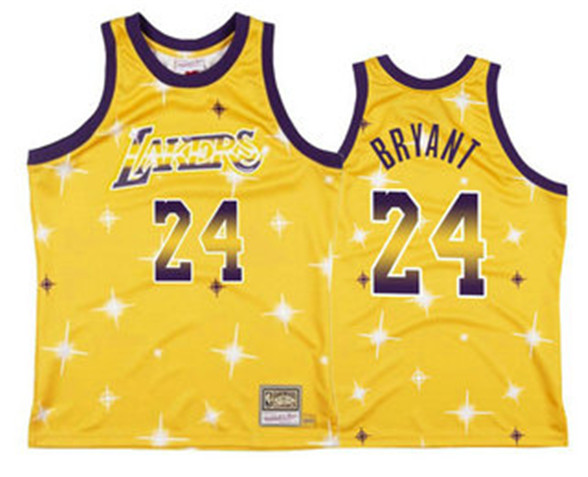 2020 Los Angeles Lakers #24 Kobe Bryant Starry Yellow Hardwood Classics Soul Swingman Throwback Jers