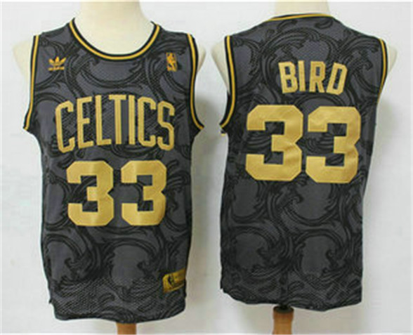 2020 Boston Celtics #33 Larry Bird Black Golden Hardwood Classics Soul Swingman Throwback Jersey - Click Image to Close