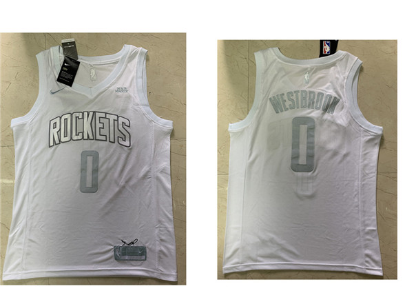 2020 Houston Rockets #0 Russell Westbrook James Harden White MVP Nike Swingman Stitched NBA Jersey