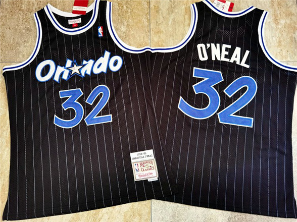 2020 Orlando Magic #32 Shaquille O'neal 1994-95 Black Hardwood Classics Soul AU Throwback Jersey - Click Image to Close