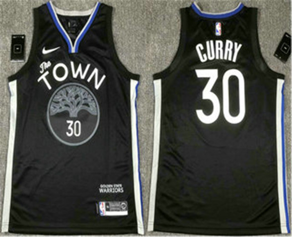 2020 Golden State Warriors #30 Stephen Curry Black Nike Swingman Printed NBA Jersey