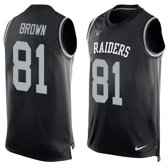 2020 Oakland Raiders 81 Tim Brown Nike Black Printed Player Name & Number Tank Top