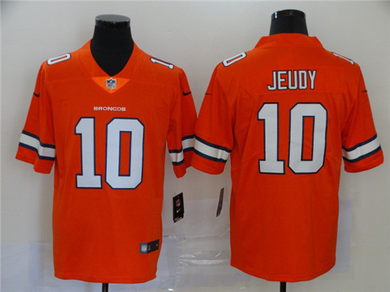 2020 Denver Broncos #10 Jerry Jeudy Orange Color Rush Stitched NFL Limited Jersey