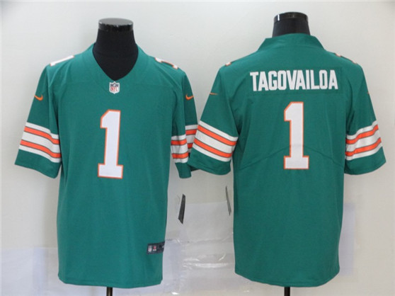 2020 Miami Dolphins #1 Tua Tagovailoa Green Color Rush Stitched NFL Limited Jersey