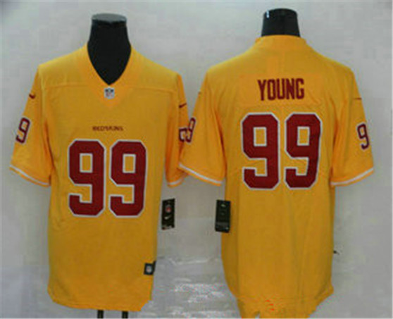 2020 Washington Redskins #99 Chase Young Gold Color Rush Stitched NFL Limited Jersey - Click Image to Close