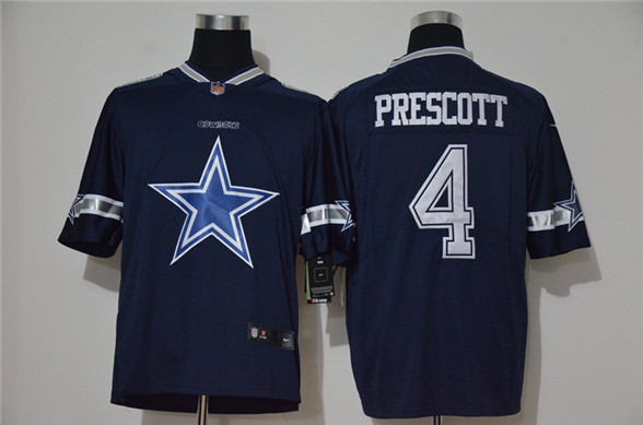 2020 Dallas Cowboys #4 Dak Prescott Navy Blue Big Logo Vapor Untouchable Stitched NFL Nike Fashion L