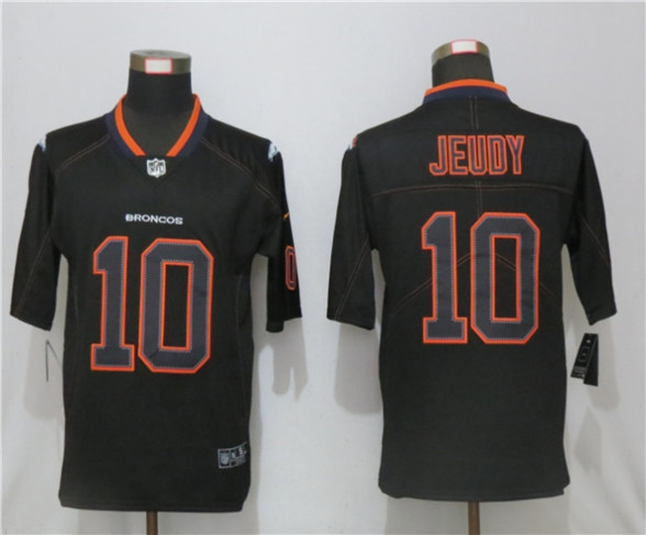 2020 Denver Broncos #10 Jerry Jeudy Black Lights Out Color Rush Stitched NFL Nike Limited Jersey - Click Image to Close