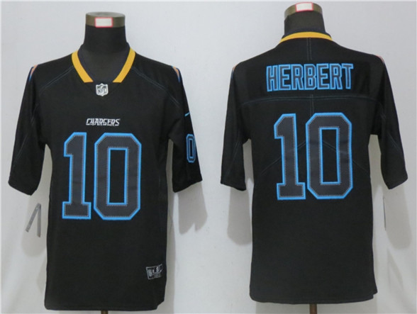 2020 Los Angeles Chargers #10 Justin Herbert Black Lights Out Color Rush Stitched NFL Nike Limited J