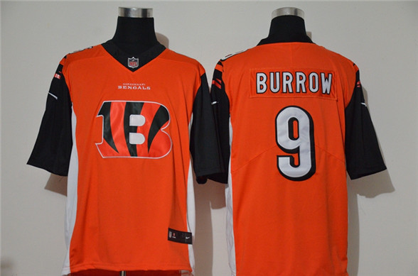 2020 Cincinnati Bengals #9 Joe Burrow Orange 2020 Team Logo Vapor Untouchable Stitched NFL Fashion L