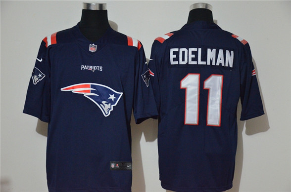 2020 New England Patriots #11 Julian Edelman Navy Blue 2020 Team Logo Vapor Untouchable Stitched NFL