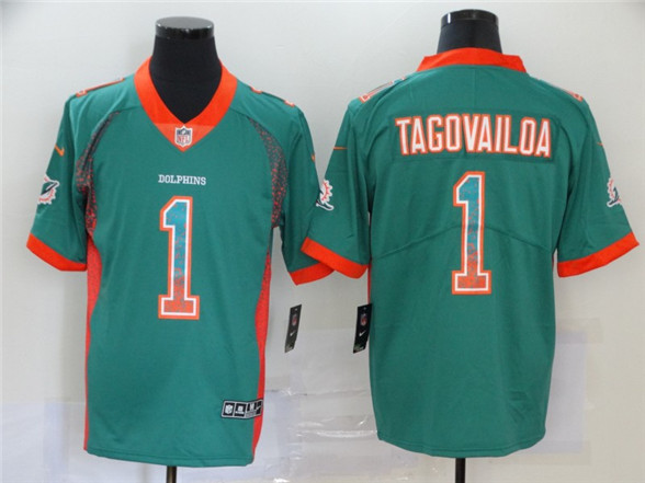 2020 Miami Dolphins #1 Tua Tagovailoa Green Fashion Drift Color Rush Stitched NFL Nike Limited Jerse