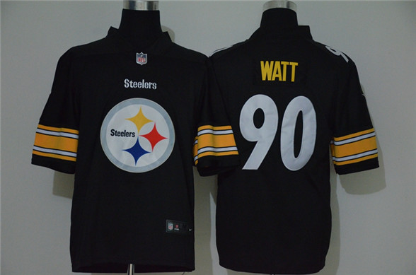 2020 Pittsburgh Steelers #90 T. J. Watt Black Big Logo Vapor Untouchable Stitched NFL Nike Fashion L