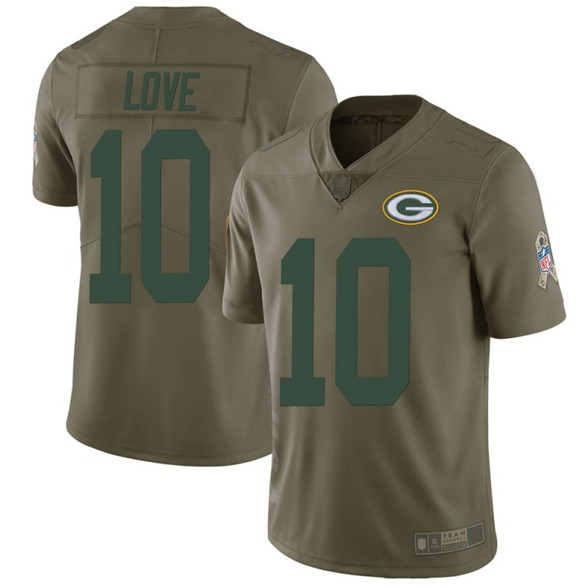 2020 Green Bay Packers #10 Jordan Love Green Limited 2017 Salute to Service Jersey
