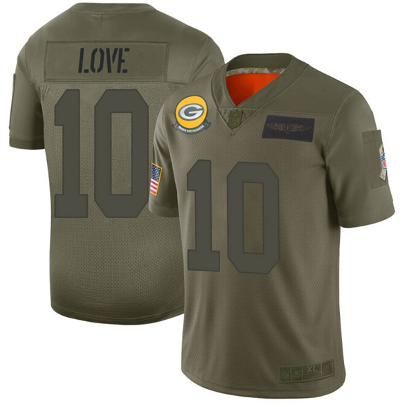 2020 Green Bay Packers #10 Jordan Love Camo Limited 2019 Salute to Service Jersey