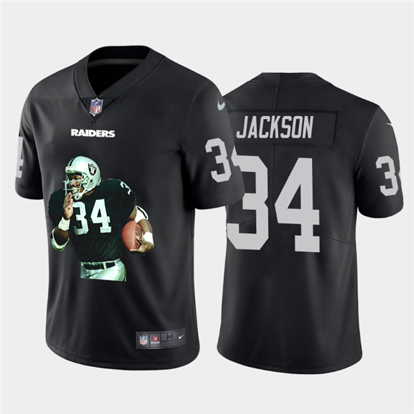 2020 Las Vegas Raiders #34 Bo Jackson Black Player Portrait Edition Vapor Untouchable Stitched NFL N