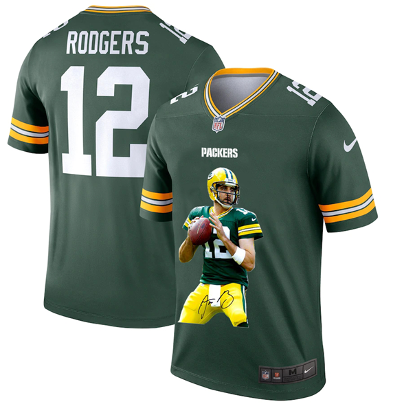 2020 Green Bay Packers #12 Aaron Rodgers Green Player Portrait Edition Vapor Untouchable Stitched NF