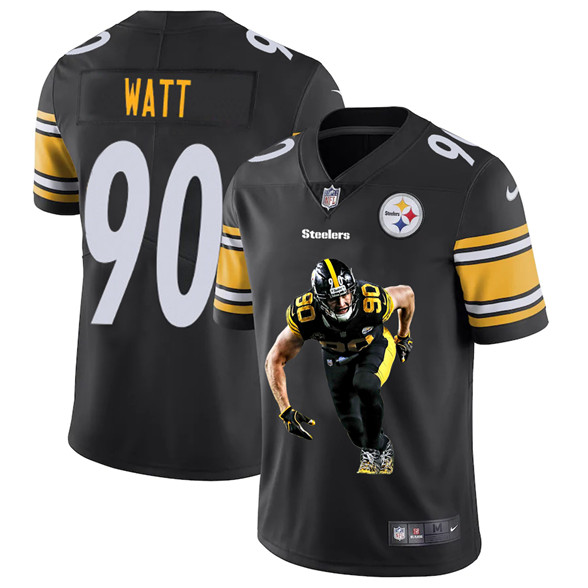 2020 Pittsburgh Steelers #90 T. J. Watt Black Player Portrait Edition Vapor Untouchable Stitched NFL