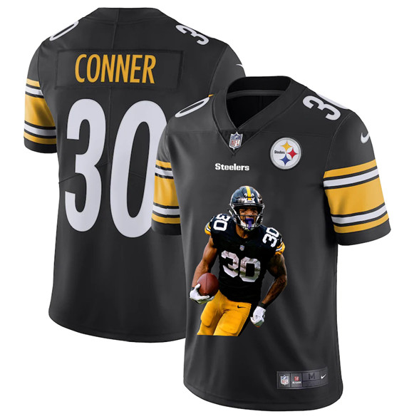 2020 Pittsburgh Steelers #30 James Conner Black Player Portrait Edition Vapor Untouchable Stitched N
