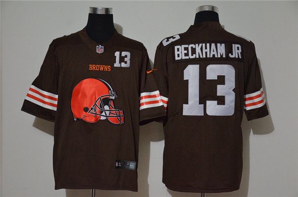 2020 Cleveland Browns #13 Odell Beckham Jr Brown Big Logo Number Vapor Untouchable Stitched NFL Nike