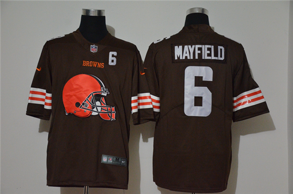 2020 Cleveland Browns #6 Baker Mayfield Brown Big Logo Number Vapor Untouchable Stitched NFL Nike Fa