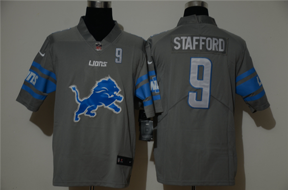 2020 Detroit Lions #9 Matthew Stafford Grey NEW Team Logo Number Vapor Untouchable Stitched NFL Nike