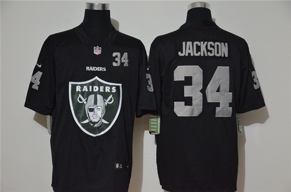 2020 Las Vegas Raiders #34 Bo Jackson Black Big Logo Number Vapor Untouchable Stitched NFL Nike Fash